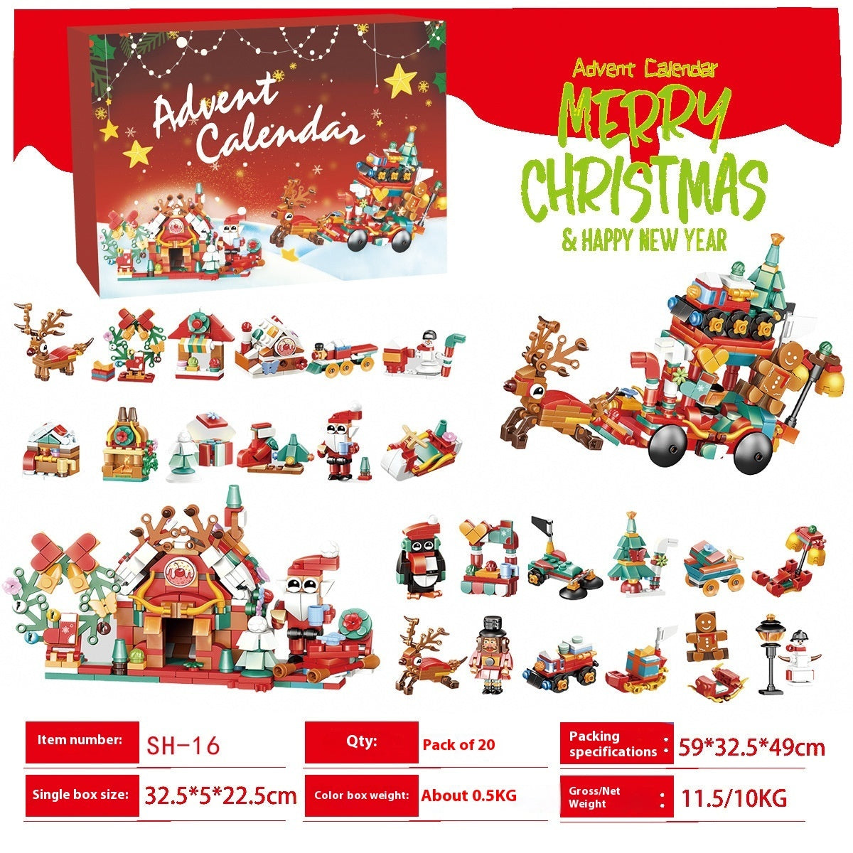 Christmas Countdown Building Blocks Hand Tear Calendar Blind Box 🇨🇳