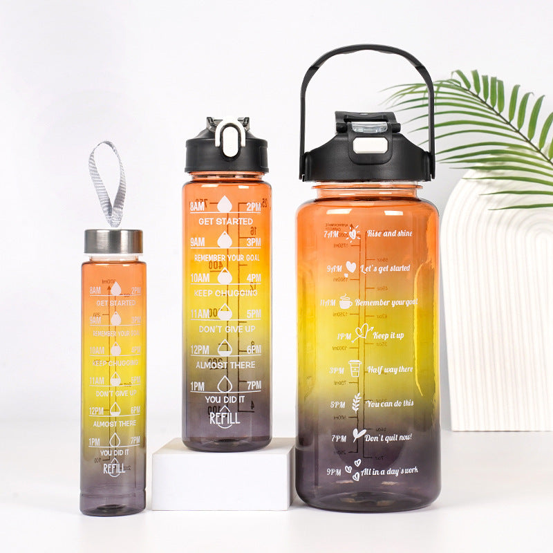 3-in-1 Plastic Straw Double Drink Translucent Outdoor Sports Bottle 🇨🇳