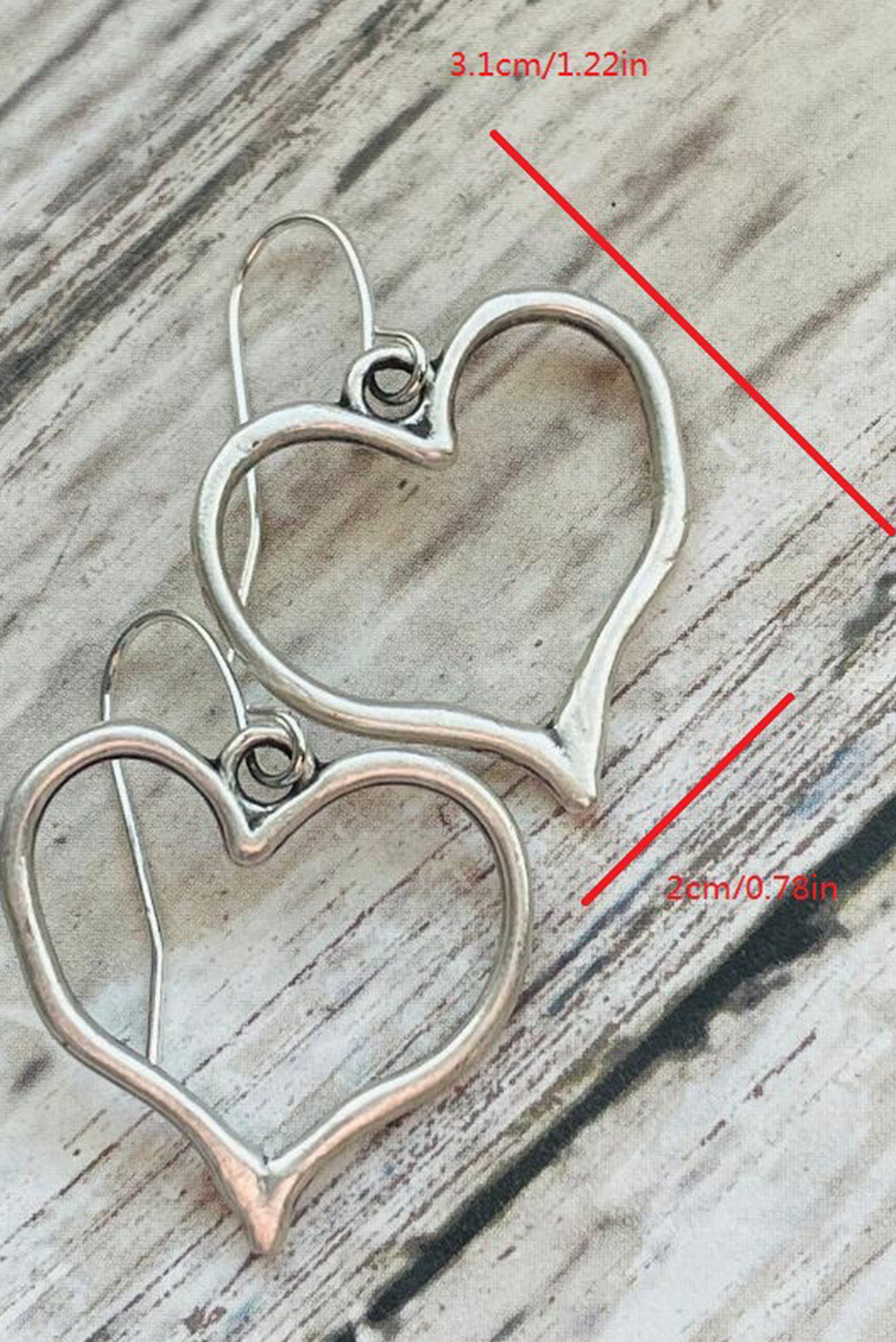 Silvery Heart Shape Hook Drop Earrings 🇨🇳