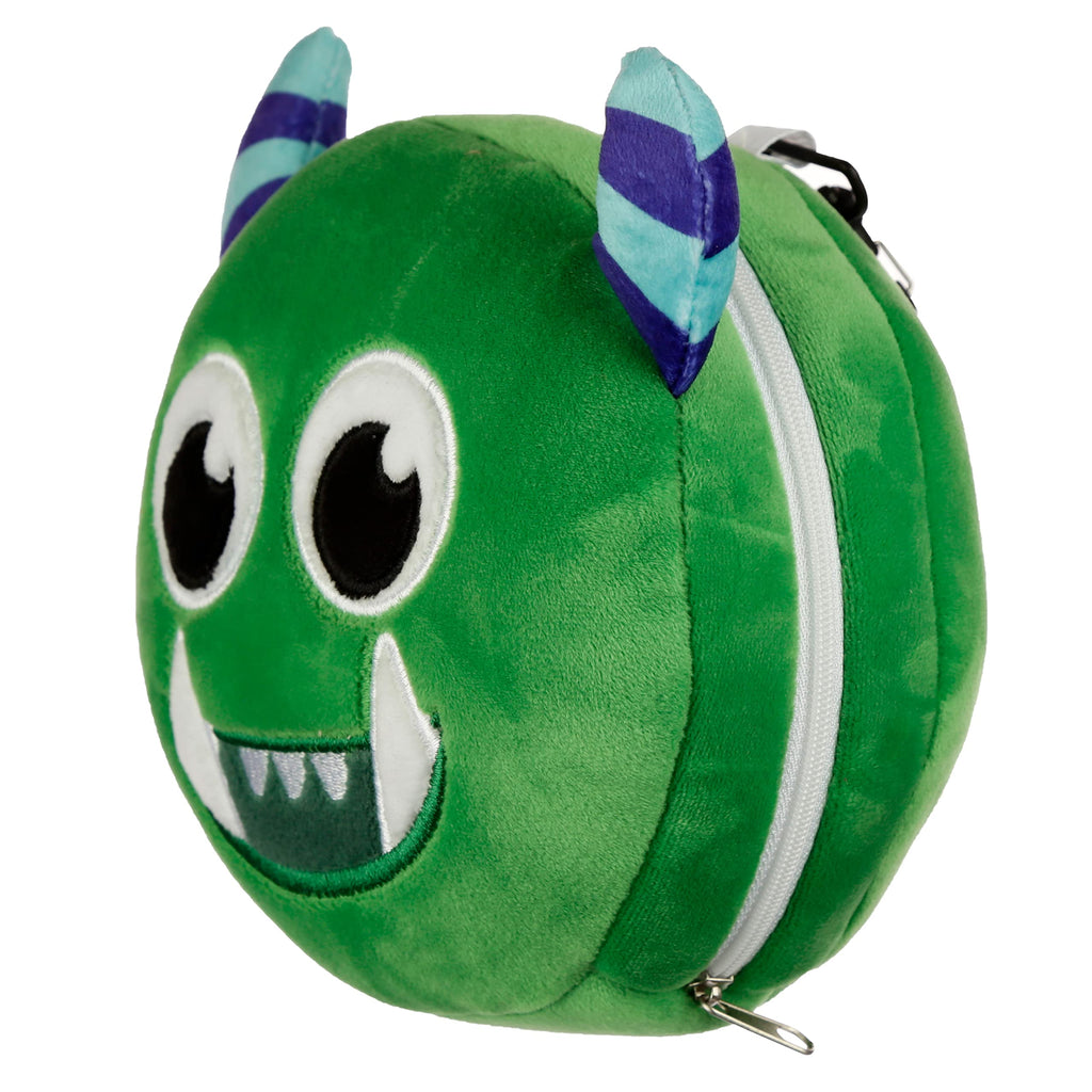 Puckator Relaxeazzz Green Monstarz Monster Round Plush Travel Pillow & Eye Mask - Sleep Eye Mask Masks - Kids Travel Accessories For Sleeping Airplane - Flight Plane Neck Pillow Pillows 🇬🇧