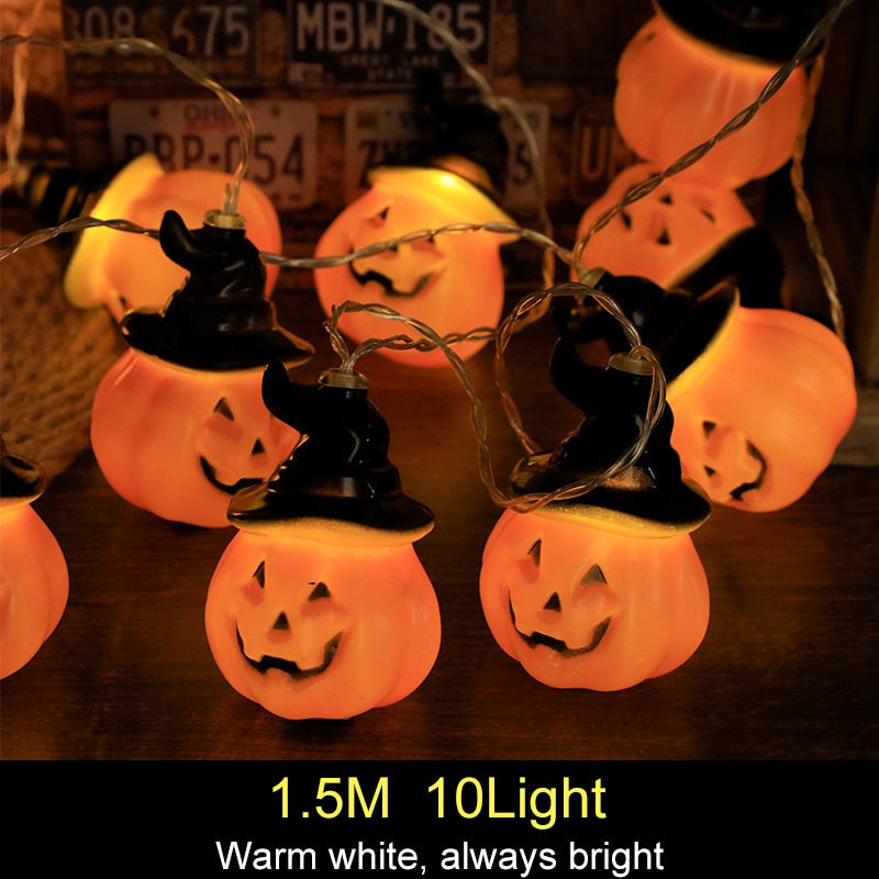 1.5m 10Led Halloween Pumpkin Ghost Skeletons Bat Spider Led Light String 🇨🇳