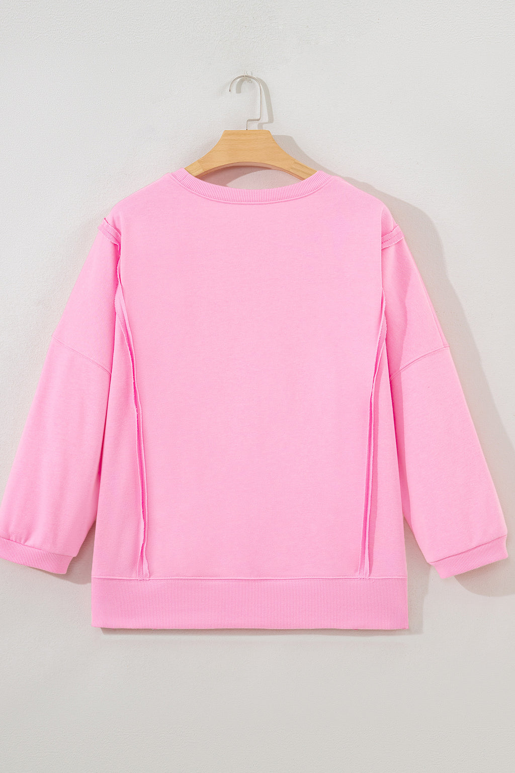 Pink Floral Bow Patched Exposed Seam Patchwork Slit Baggy Sweatshirt 🇺🇸