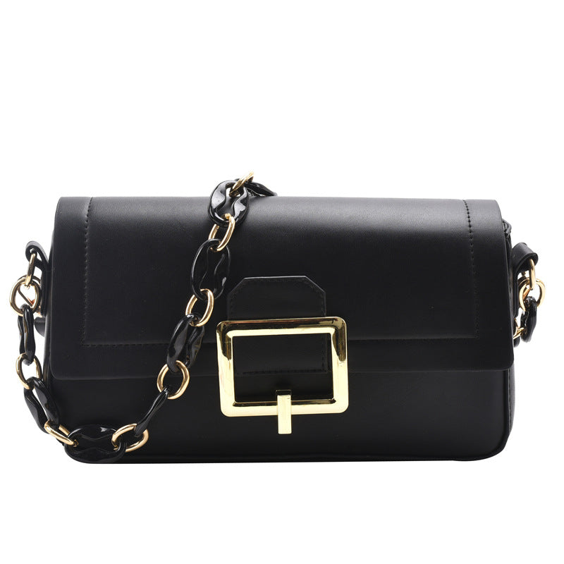 Popular Thick Chain One-shoulder Armpit Small Square Female Texture Simple Messenger Bag 🇨🇳