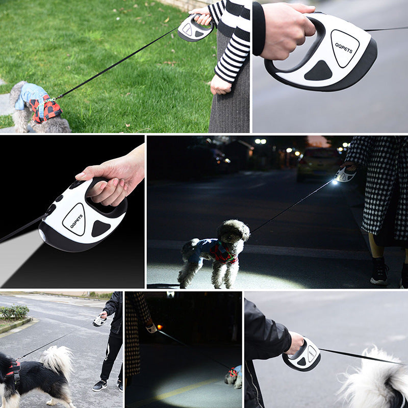 Pet Dog Automatic Retractable Fiber Leash Night Safety LED Shining Automatic Stretching Dog Hand Holding Rope Pet Supplies 🇨🇳