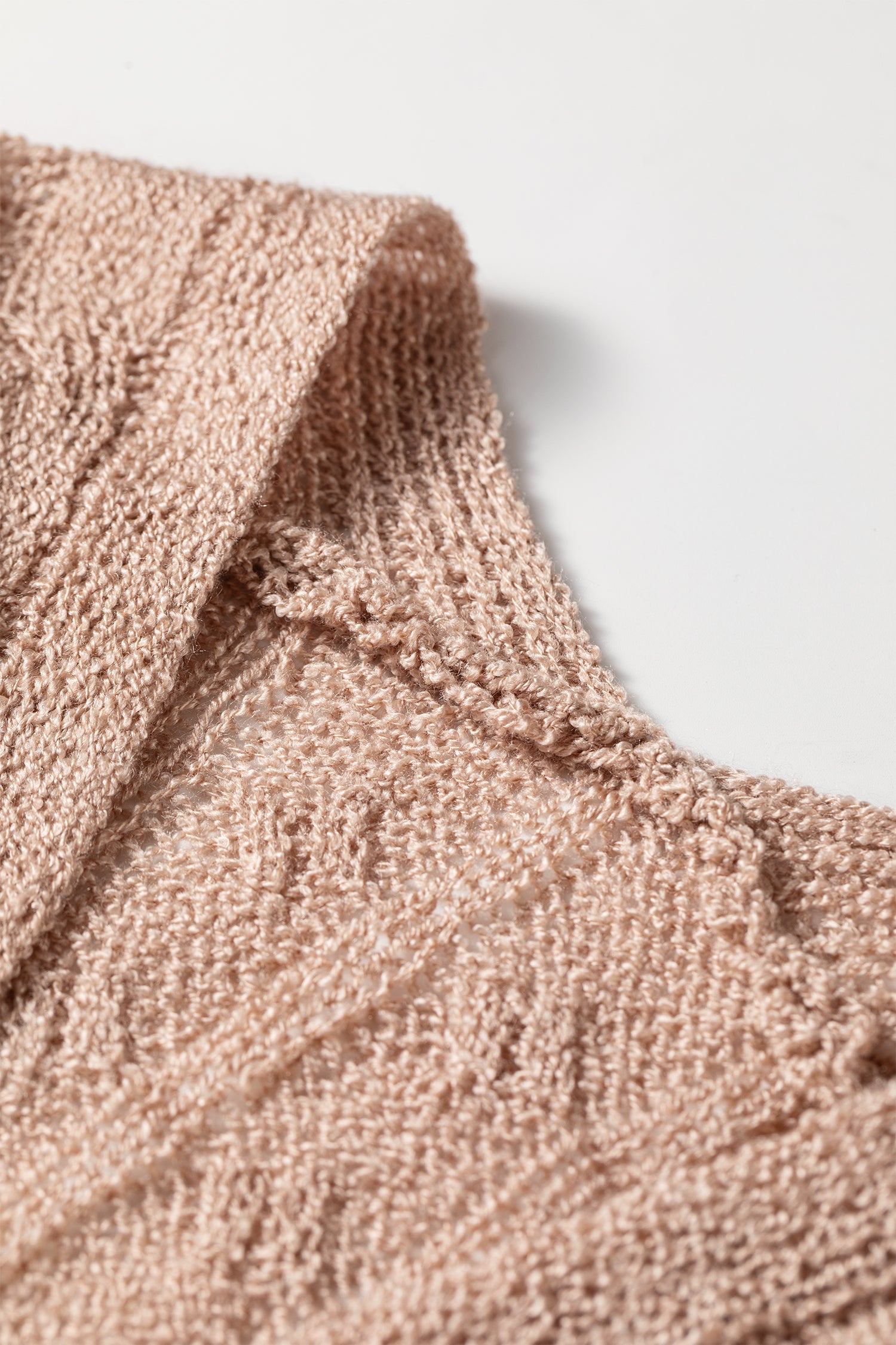Old Rose Hollowed Pattern Knit Drop Shoulder Open Sweater Cardigan 🇺🇸