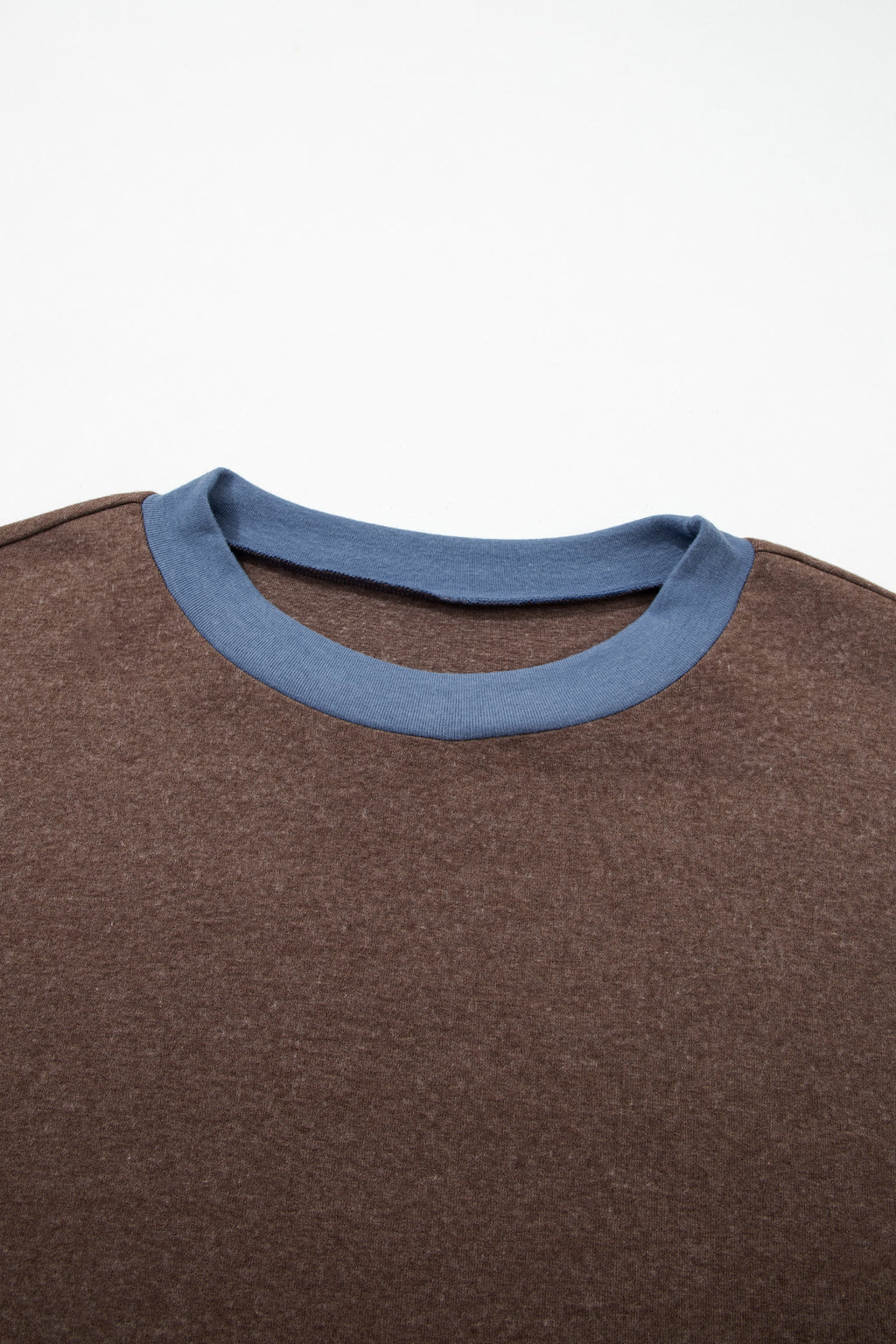 Dark Brown Long Sleeve Round Neck Patchwork Colorblock Plus Size Set  🇺🇸
