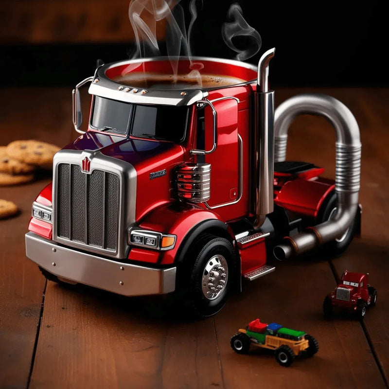 1PC Creative 11oz Truck-Design Coffee Mug. Ideal as a semi-truck coffee cup or home kitchen desktop ornament 🇨🇳