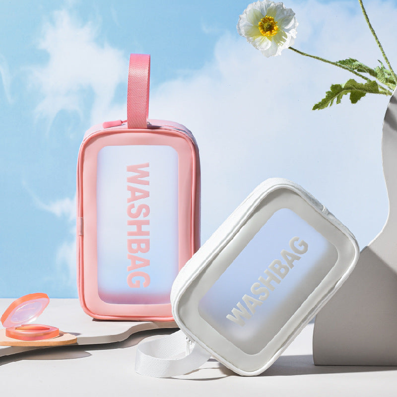 PU Transparent Wash Bag Waterproof Bath Bag TPU Translucent Storage Bag Cosmetic Bag 🇨🇳
