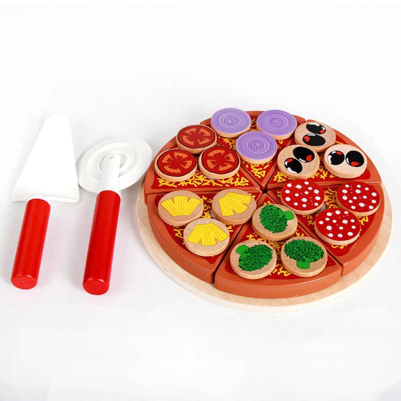 Wooden children's kitchen play house toys puzzle mushrooms pizza toys 🇨🇳