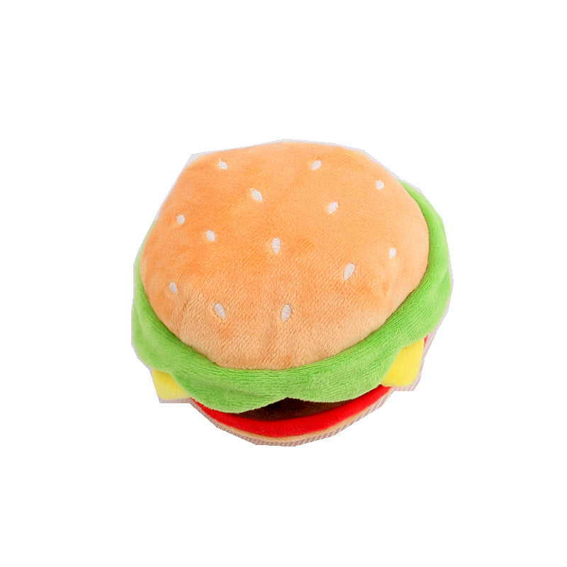 Pet Plush Toy Simulation Pizza Hamburger Steak Ice Cream French Fries Sound Dog Toy Pet Product 🇨🇳