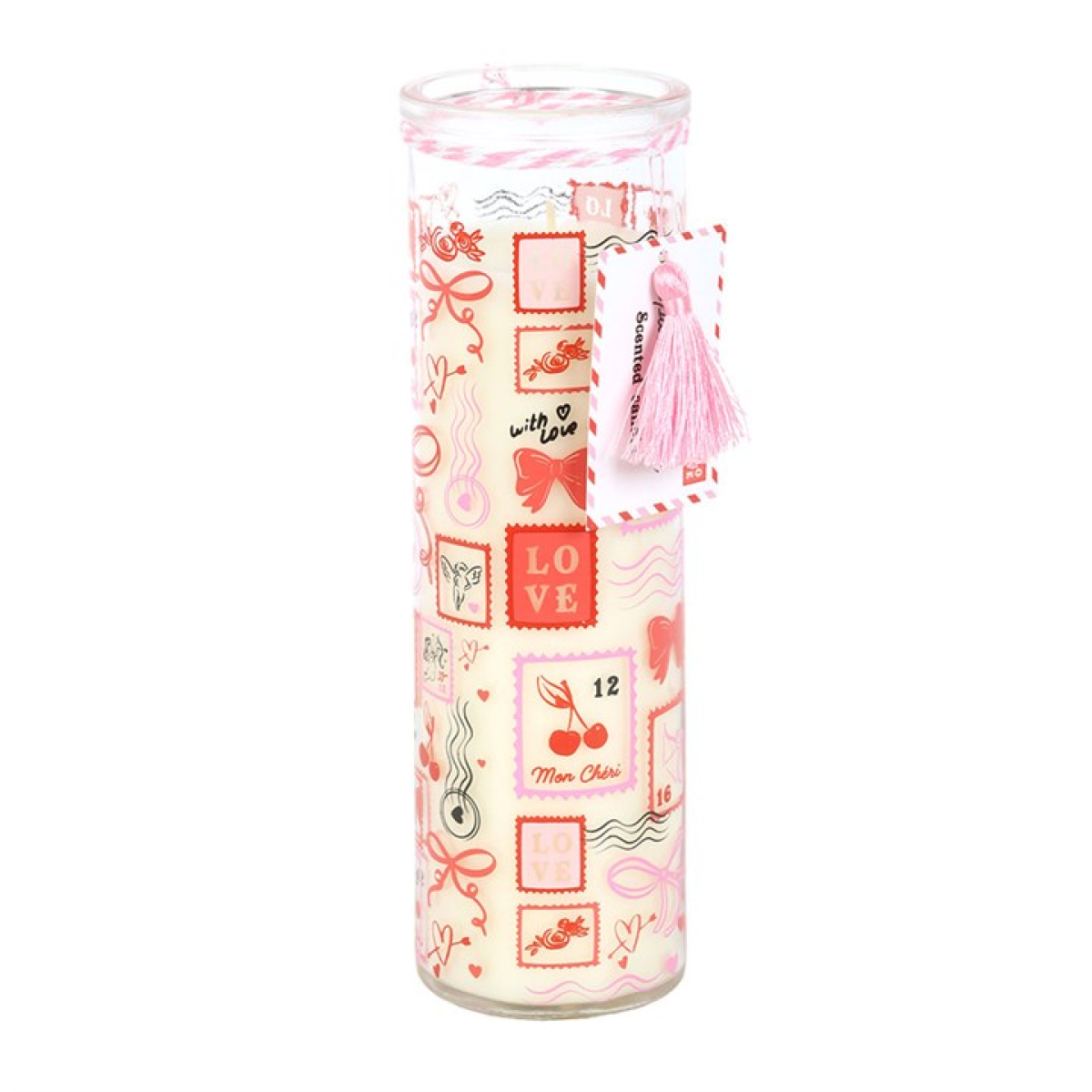 Postage Stamp Print Sparkling Rose Tube Candle 🇬🇧