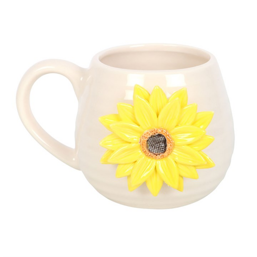 Hello Sunshine Rounded Mug with 3D Sunflower 🇬🇧