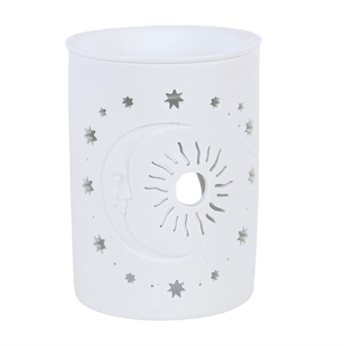 White Sun and Moon Cut Out Oil Burner and Wax Warmer 🇬🇧