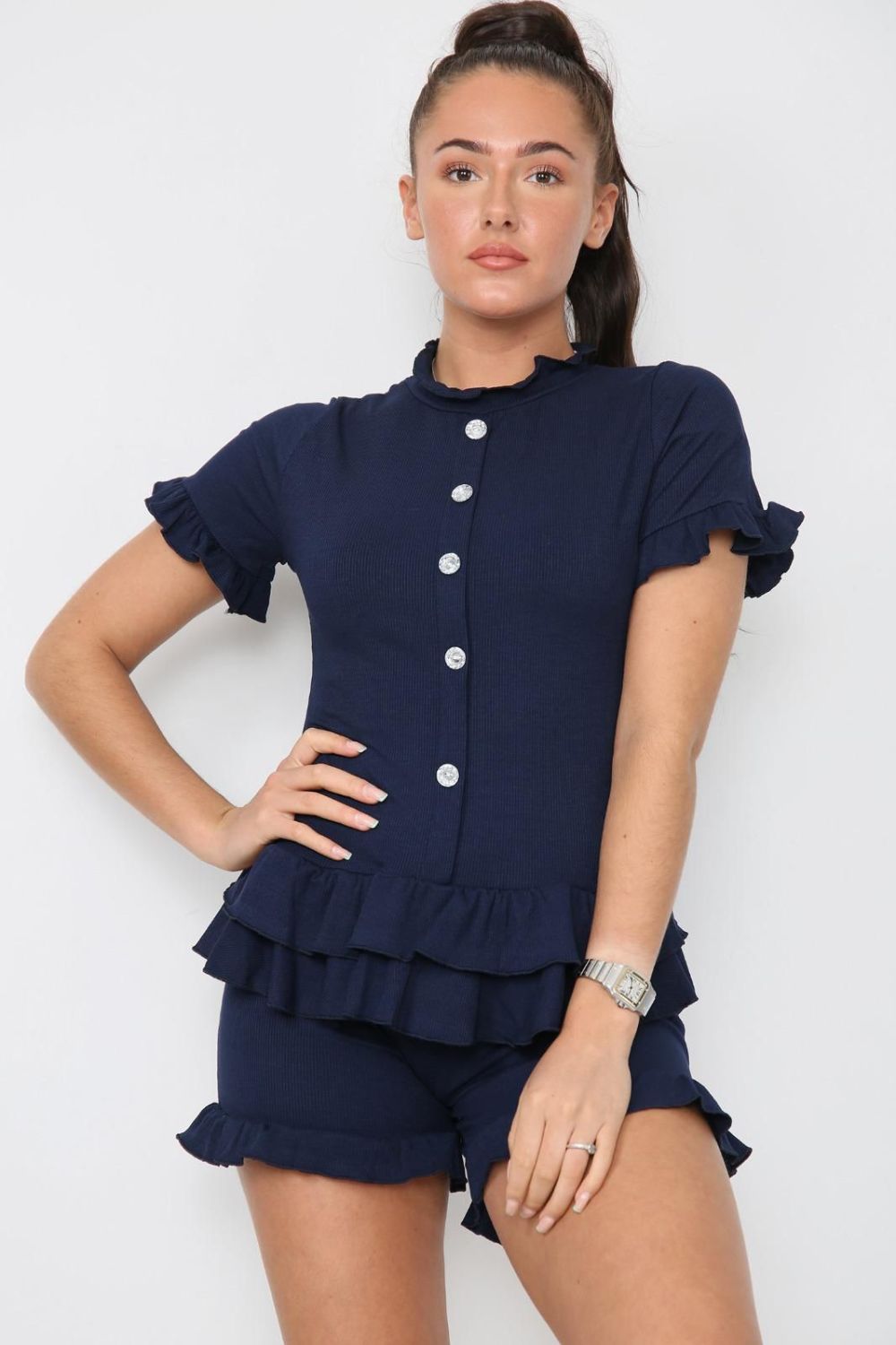 Diamond Frilled Edge Short Co-Ord Set 🇬🇧