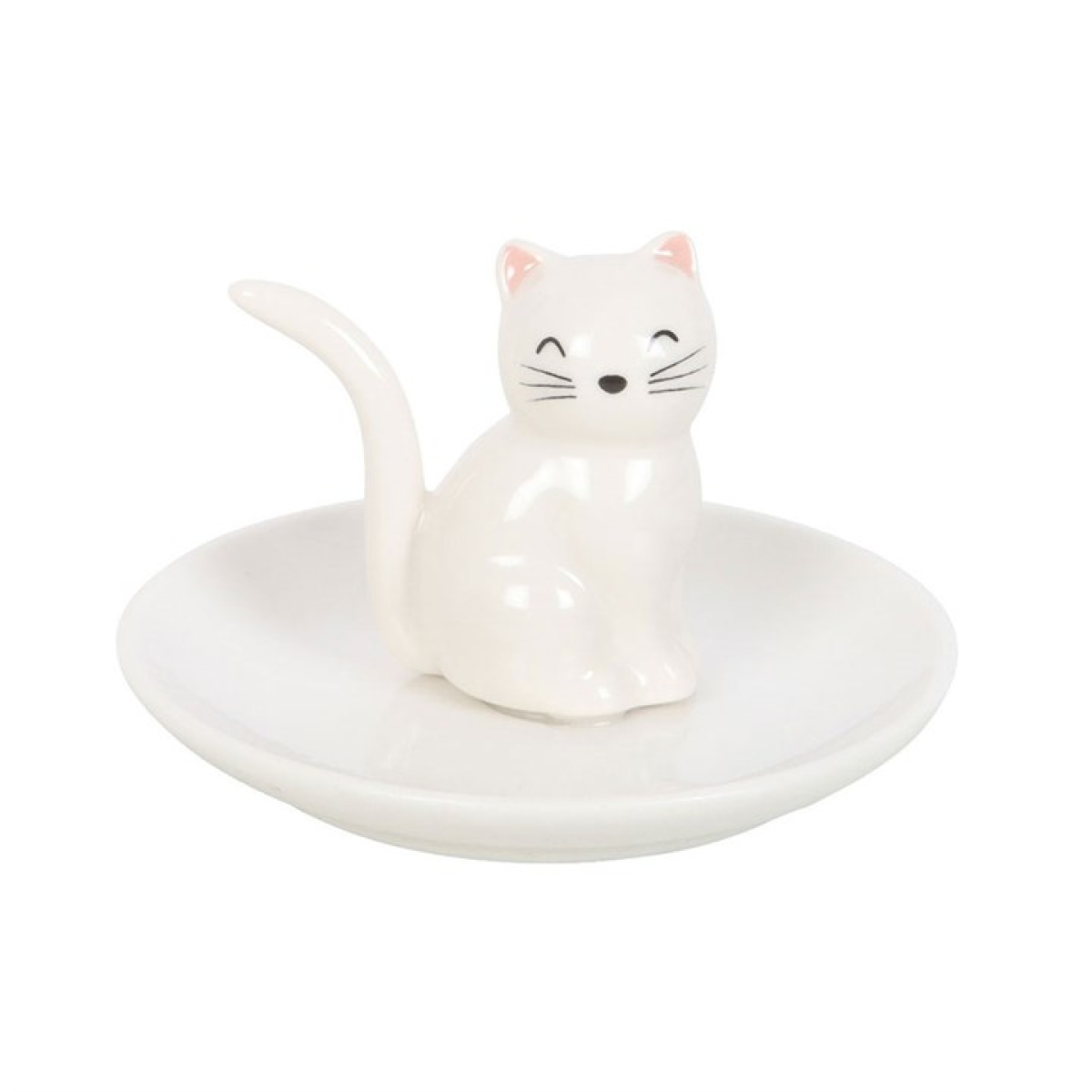 Sitting White Cat Face Trinket Dish 🇬🇧
