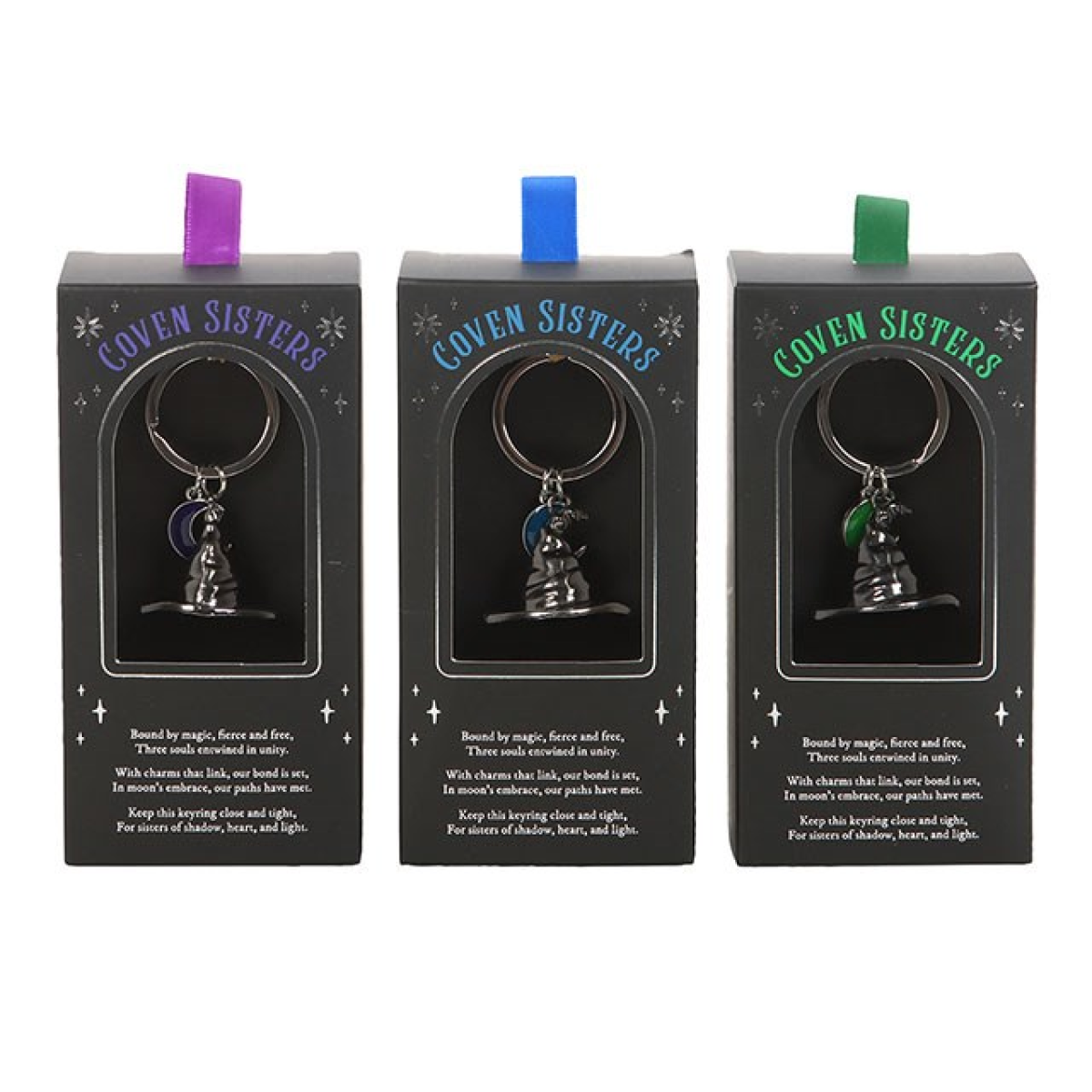 Set of 3 Coven Sisters Witch Hat Keyrings 🇬🇧