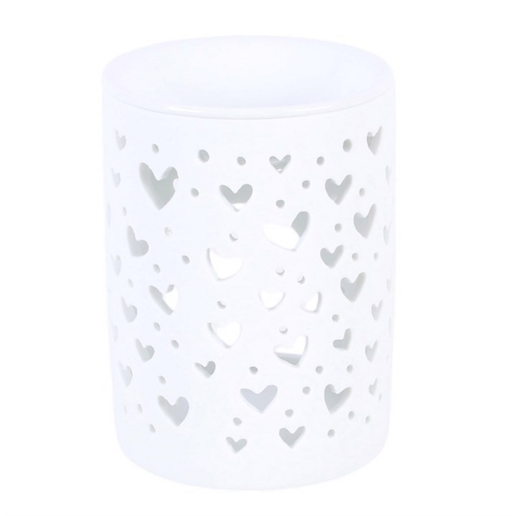 White Heart Cut Out Oil Burner and Wax Warmer 🇬🇧