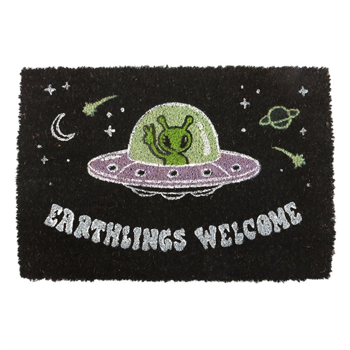 Black Earthlings Welcome Alien UFO Doormat 🇬🇧