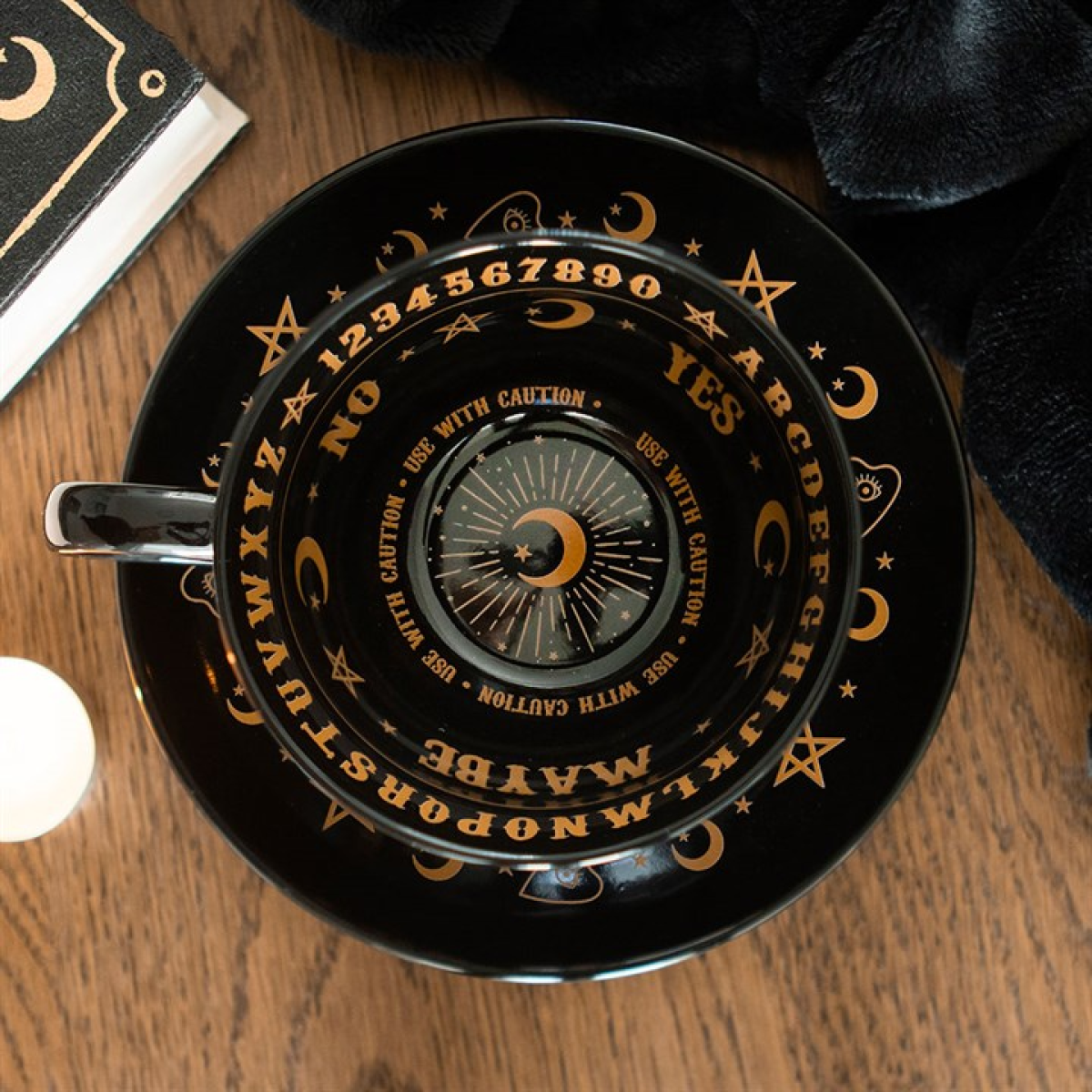 Black Talking Board Teacup and Saucer 🇬🇧