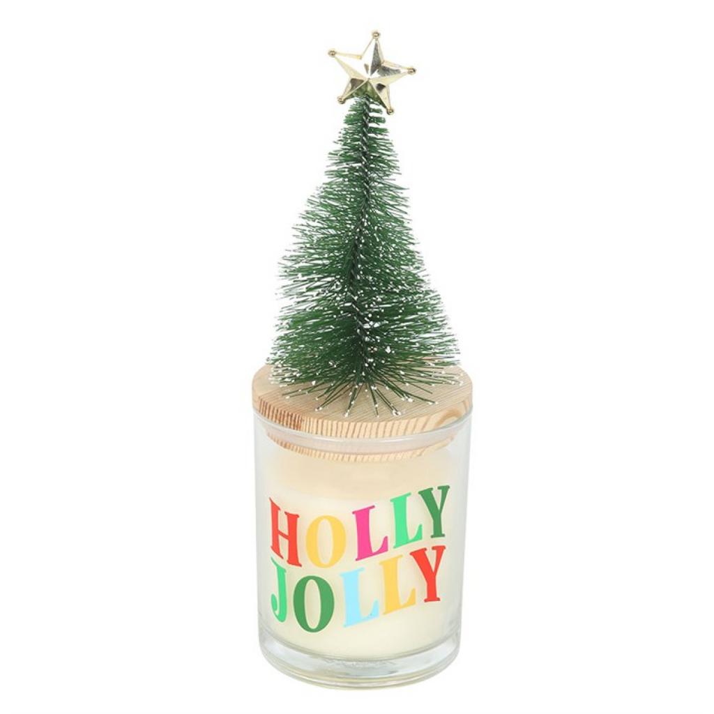 Holly Jolly Pine & Fir Glass Candle with Tree 🇬🇧