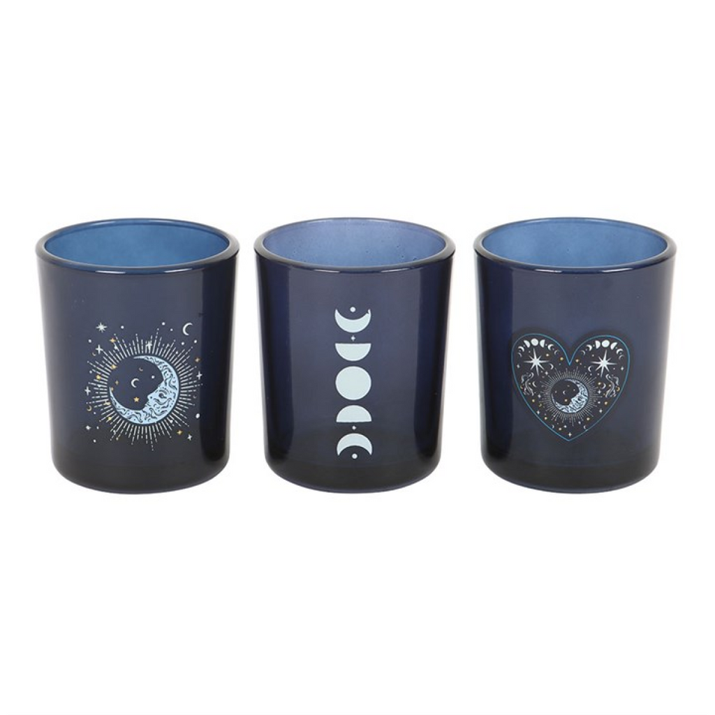 Set of 3 Blue Moon Votive Candle Holders 🇬🇧