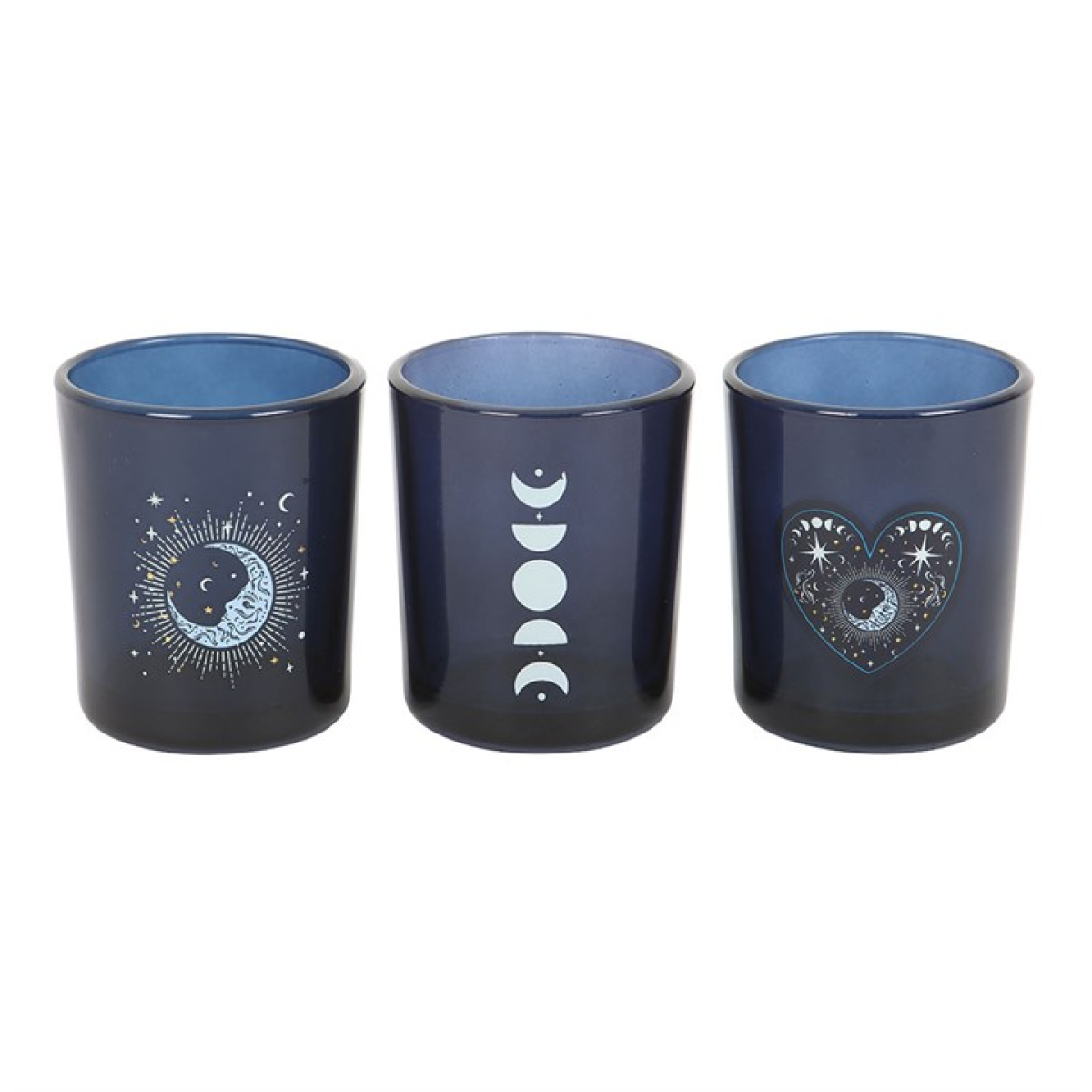 Set of 3 Blue Moon Votive Candle Holders 🇬🇧