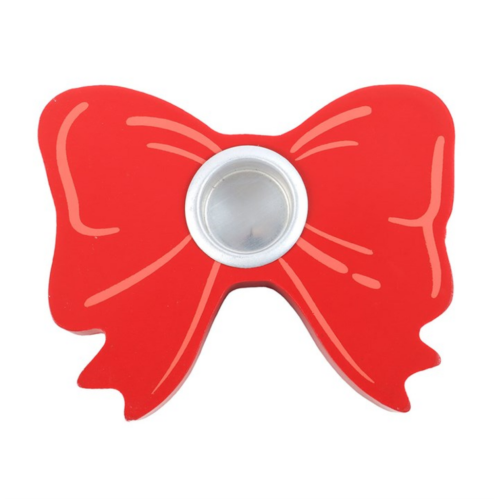 Red Bow Taper Candle Holder 🇬🇧