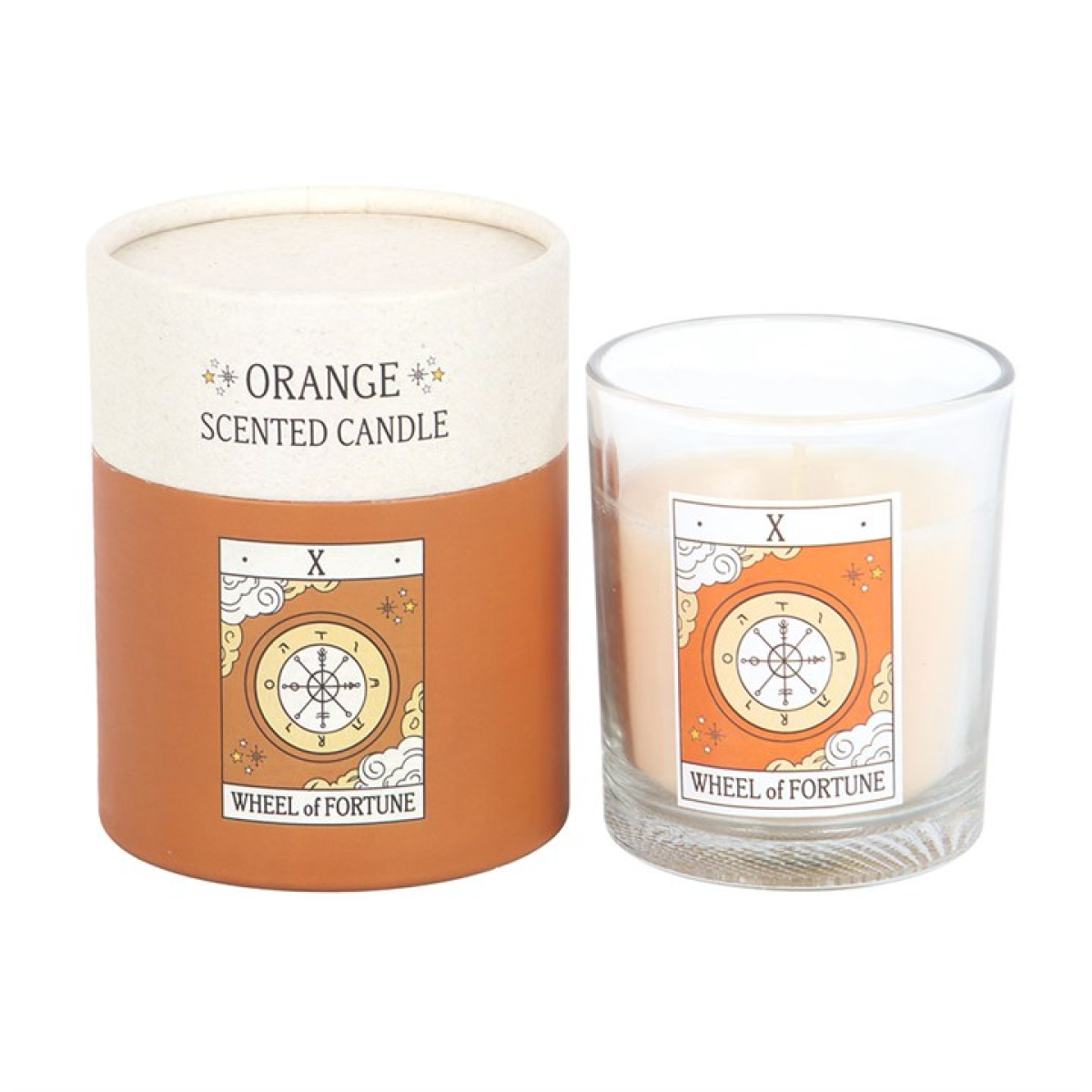 The Wheel of Fortune Vintage Tarot Orange Candle 🇬🇧
