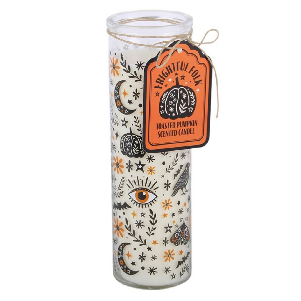 Frightful Folk Print Toasted Pumpkin Scented Tube Candle 🇬🇧
