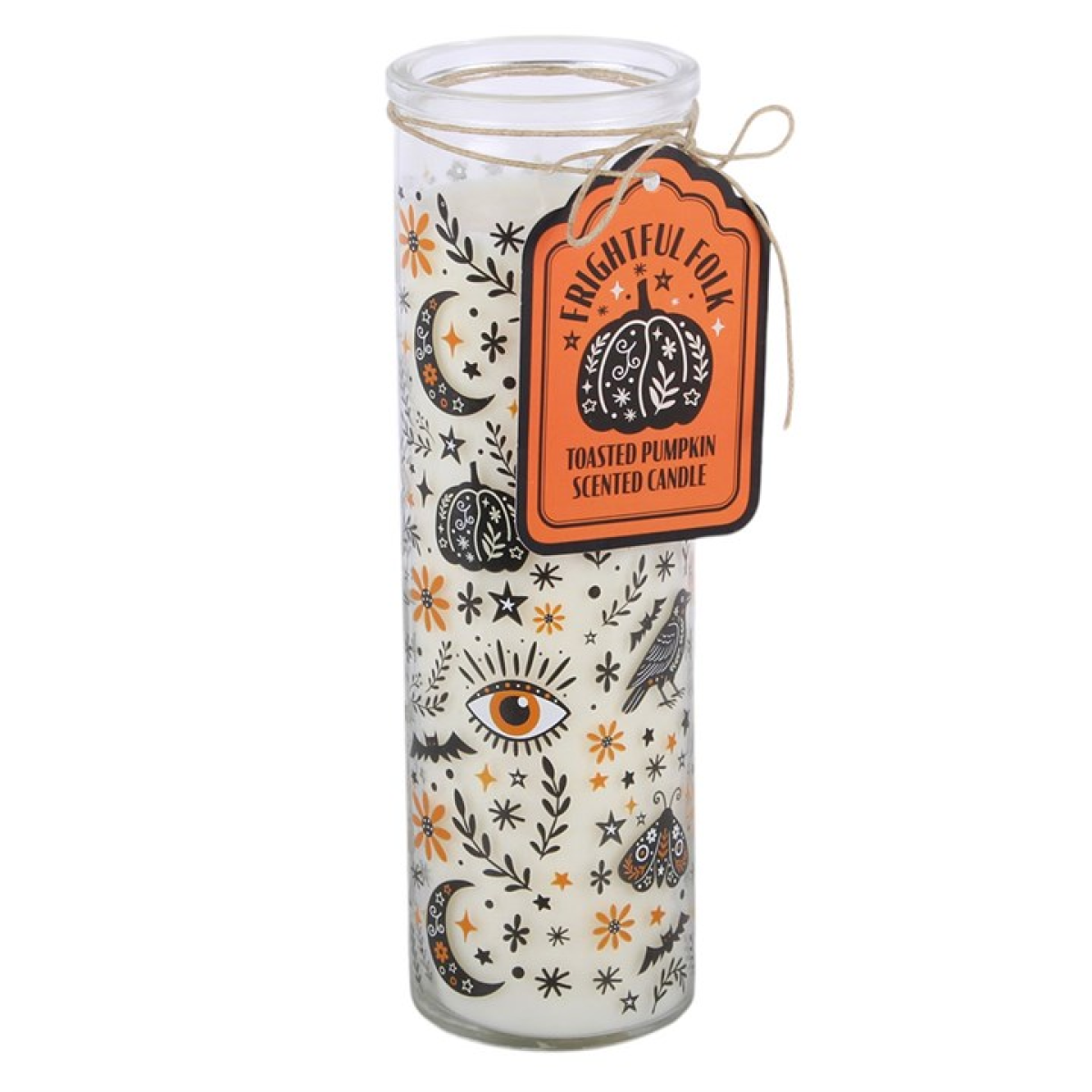 Frightful Folk Print Toasted Pumpkin Scented Tube Candle 🇬🇧