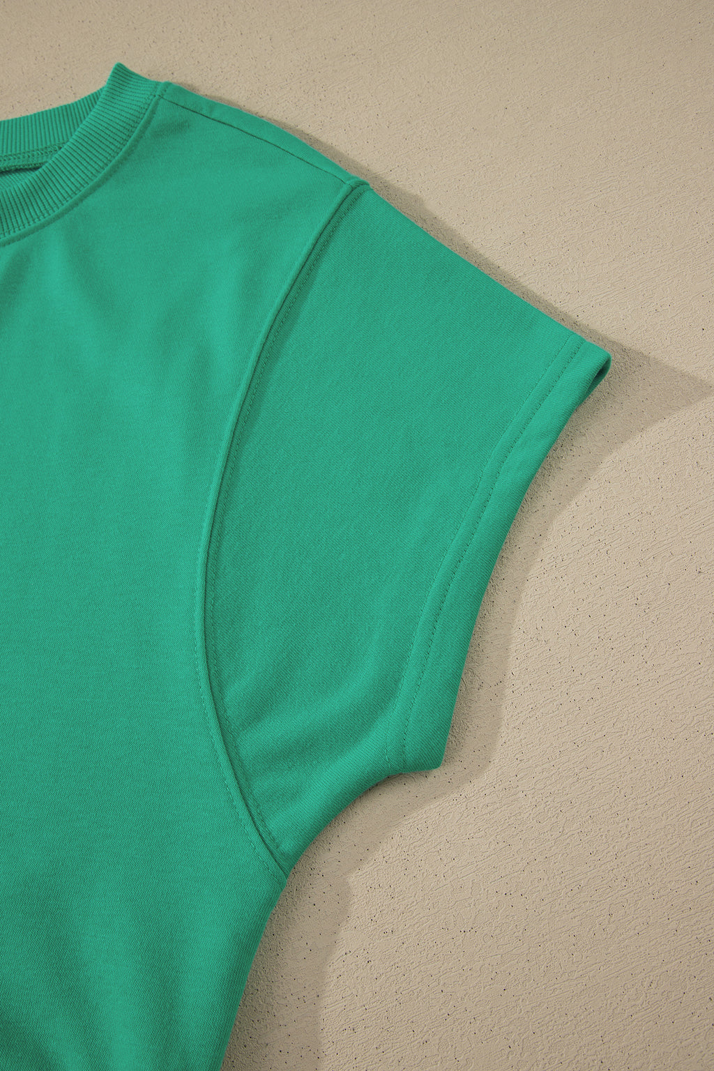 Sea Green Solid Color Loose Tee Drawstring Shorts 2pcs Outfit 🇺🇸