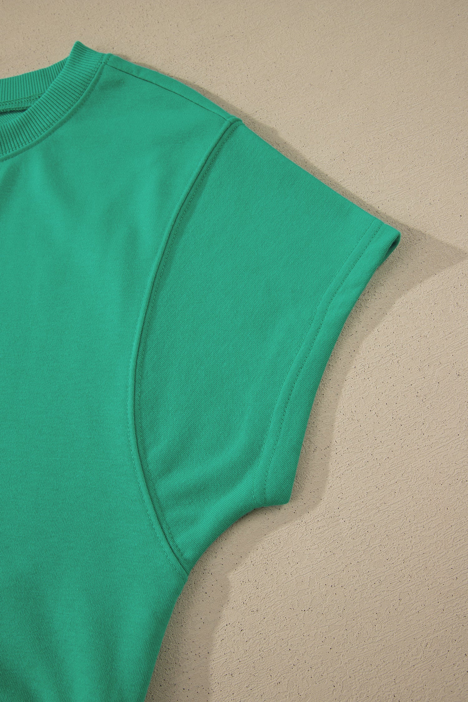 Sea Green Solid Color Loose Tee Drawstring Shorts 2pcs Outfit 🇺🇸