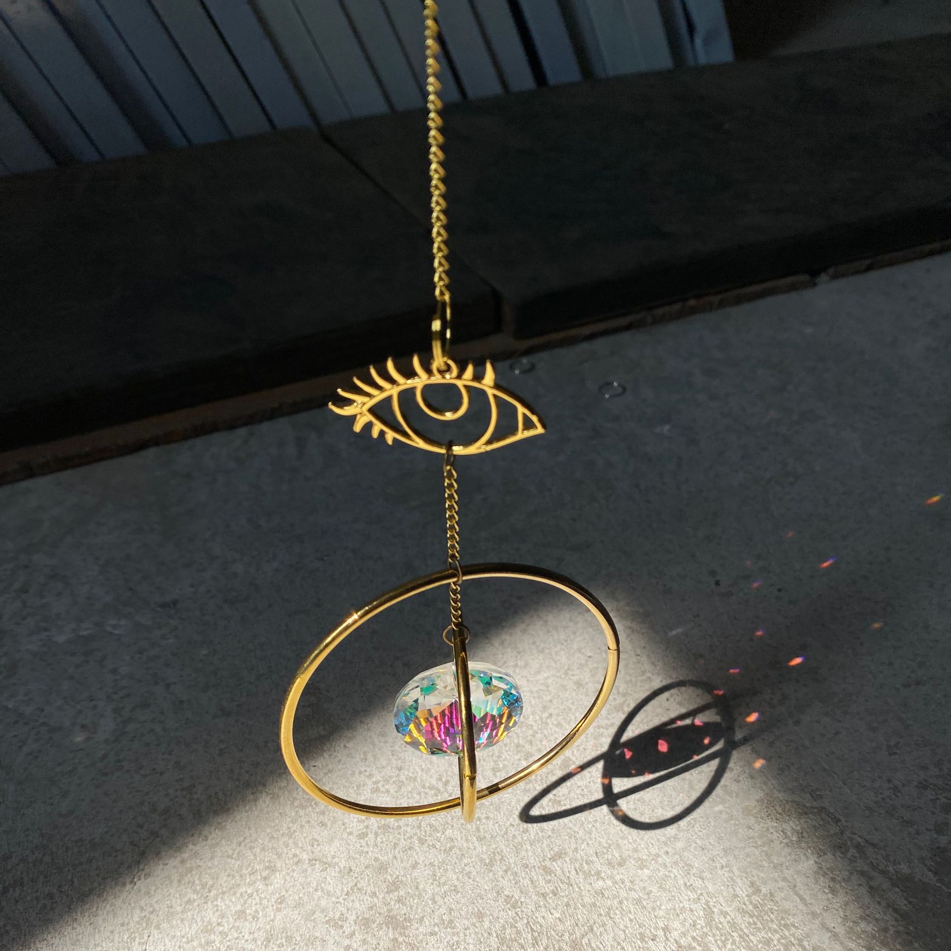 Hanging Crystal Ornaments Metal Garden Decoration Pendant 🇨🇳