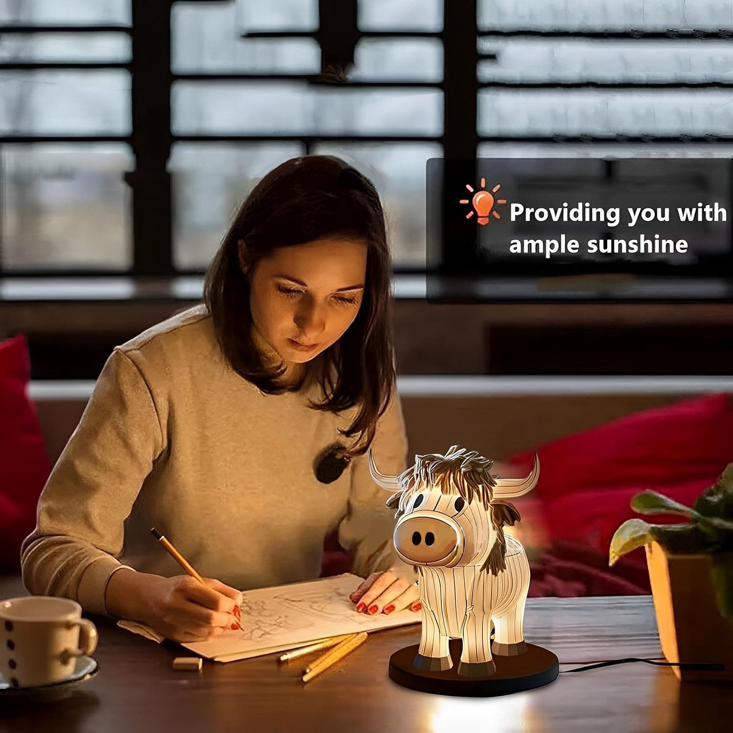 Home Cow Table Lamp Fun Cow Small Night Lamp 🇨🇳