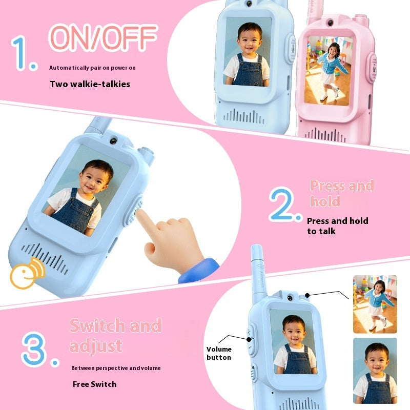 Mini Video Wireless Walkie Talkies For Kids Handheld 2 Pack Rechargeable Intercom Cam Outdoor Family Games Gift For Boys Girls 🇨🇳