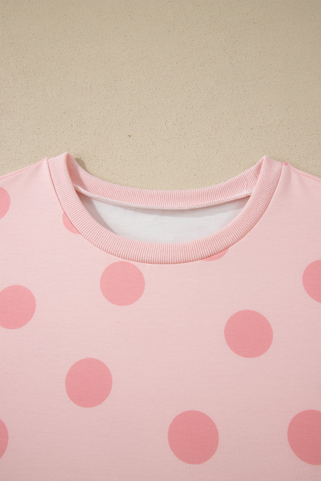 Pink Polka Dot Print Loose Tee Drawstring Elastic Waist Short Set 🇺🇸