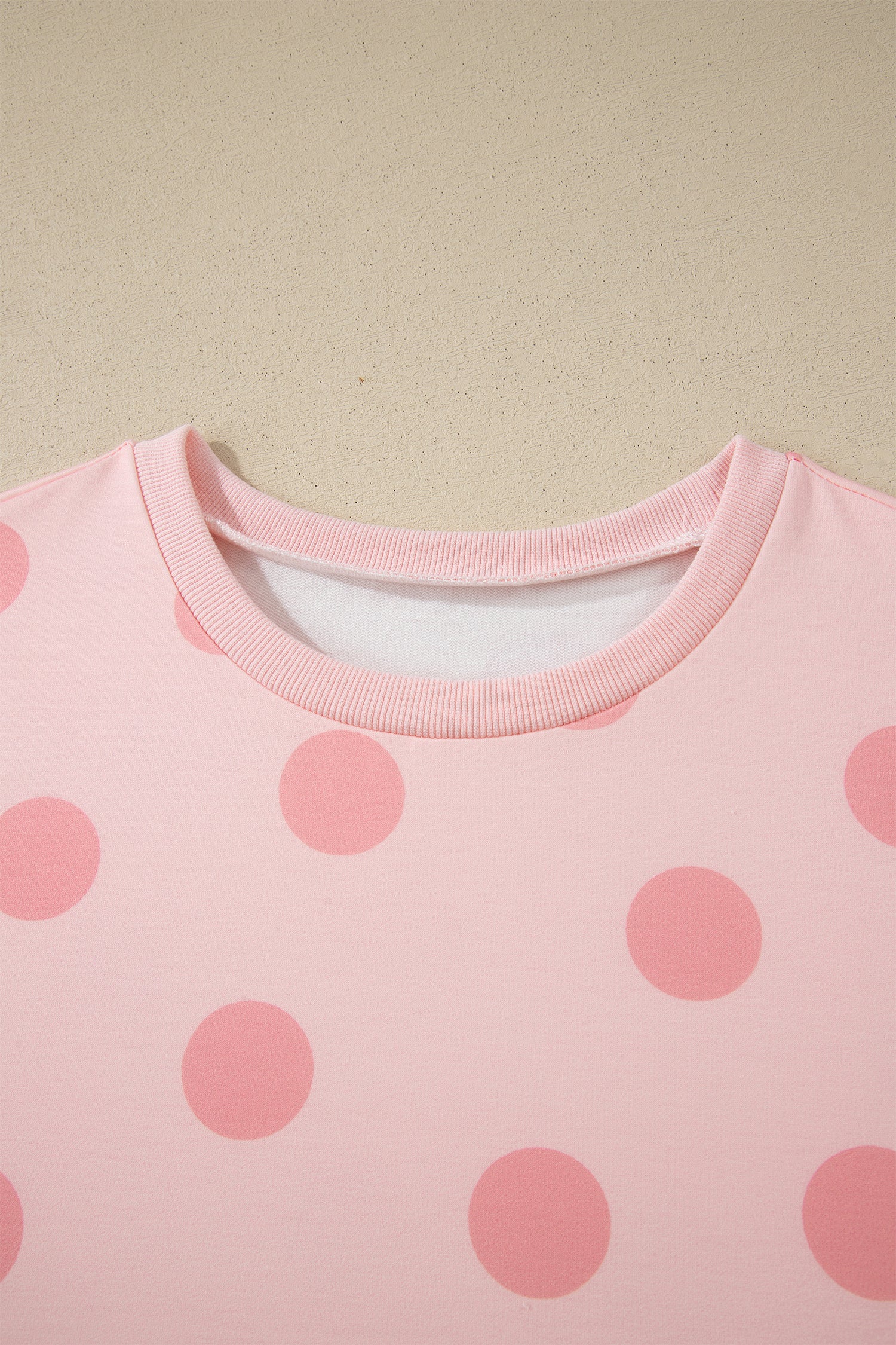 Pink Polka Dot Print Loose Tee Drawstring Elastic Waist Short Set 🇺🇸