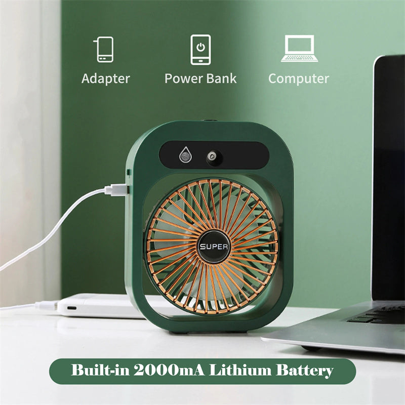 Air Conditioning Fan Desk Misting Fan Air Cooler Cooling USB Rechargeable Humidifier Portable Spray Fan With 3 Wind Speeds Mist Fan For Home 🇨🇳