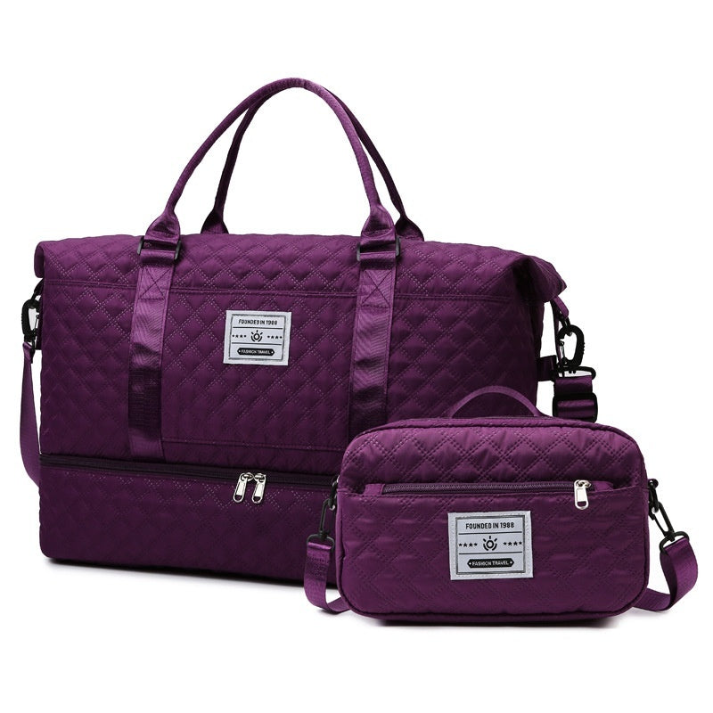 Large-Capacity Quilted Embroidered Thread Handle Crossbody Storage Travel Bag 🇨🇳