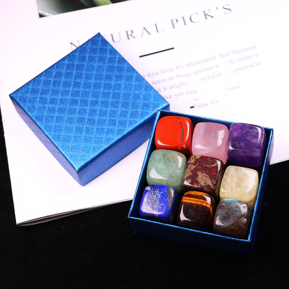 Natural Crystal Block Gravel Energy Gem Chakra Crystal 9 Gift Box 🇨🇳