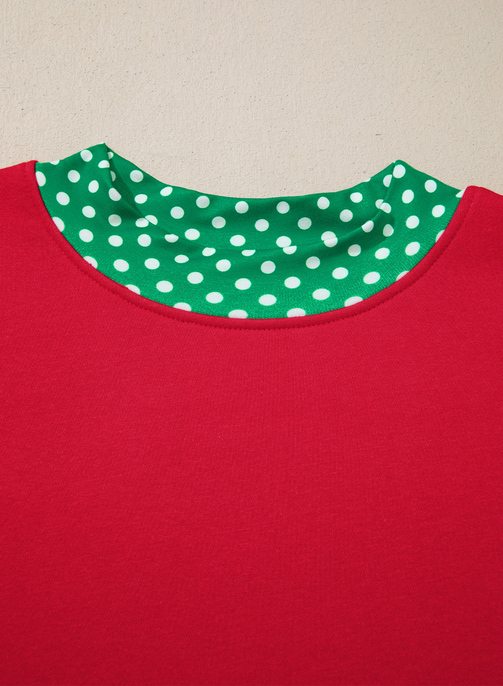 Red Polka Dot Patchwork Round Neck Plus Size Sweatshirt 🇺🇸