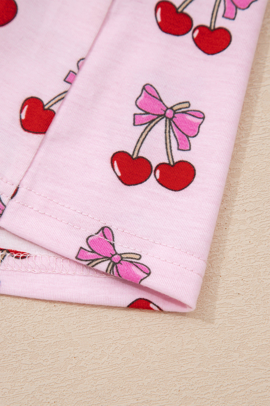 Pink Cherry/Bow Print Short Pajama Set 🇺🇸