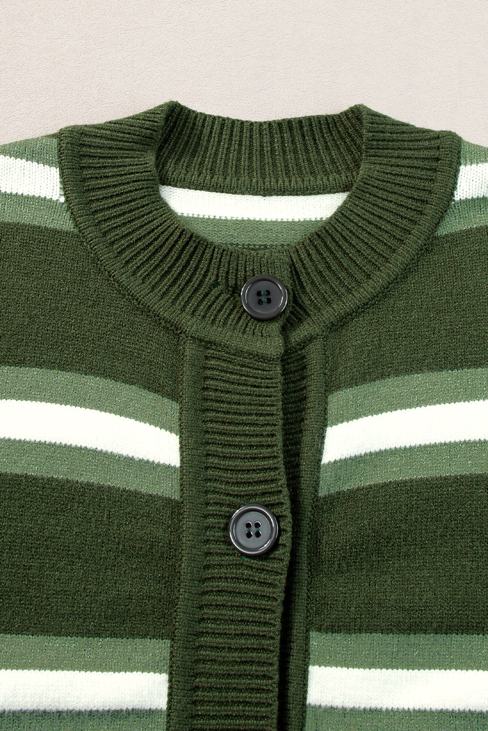 Green Stripe Drop Shoulder Buttons Cardigan Sweater 🇺🇸