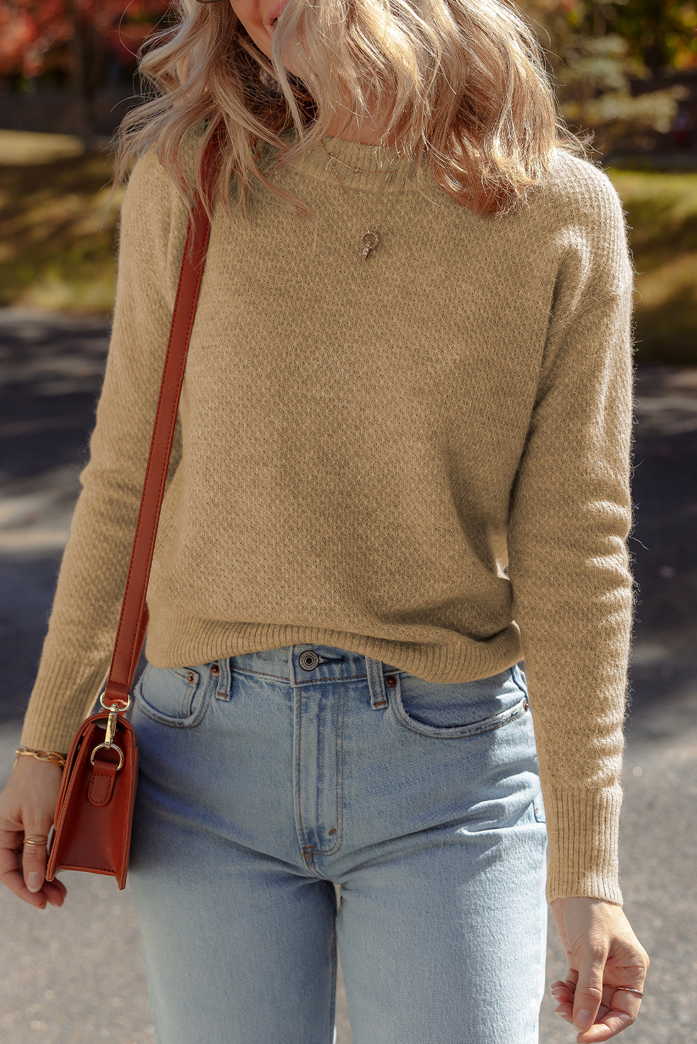 Straw Yellow Brushed Knit Casual Fitted Sweater 🇺🇸