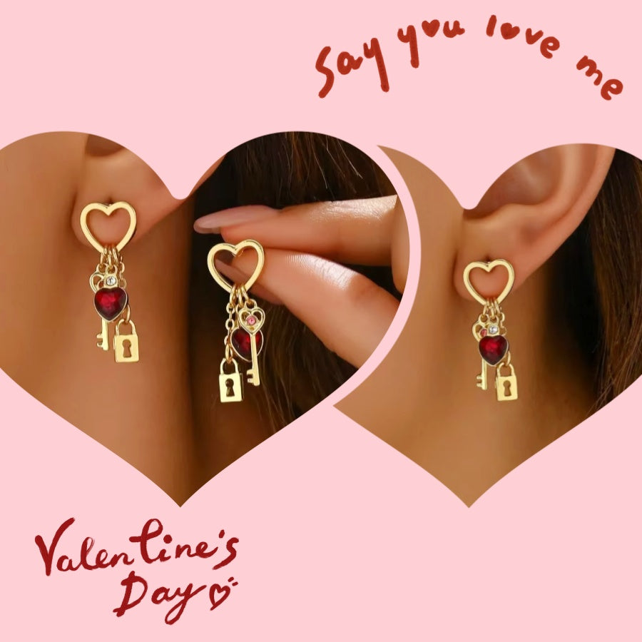 Luxury Love Earrings With Rhine Stone Lock Series Diamond 🇨🇳