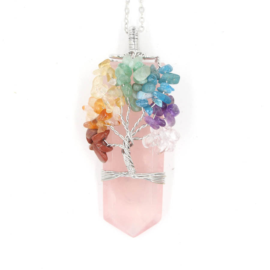Crystal Column Tree Of Life Winding Pendant Necklace 🇨🇳
