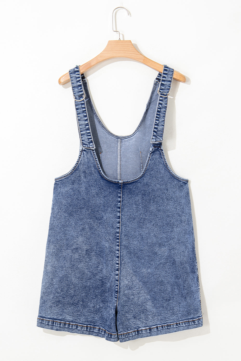 Dusk Blue Sleeveless U Neck Patched Pocket Denim Romper 🇨🇳