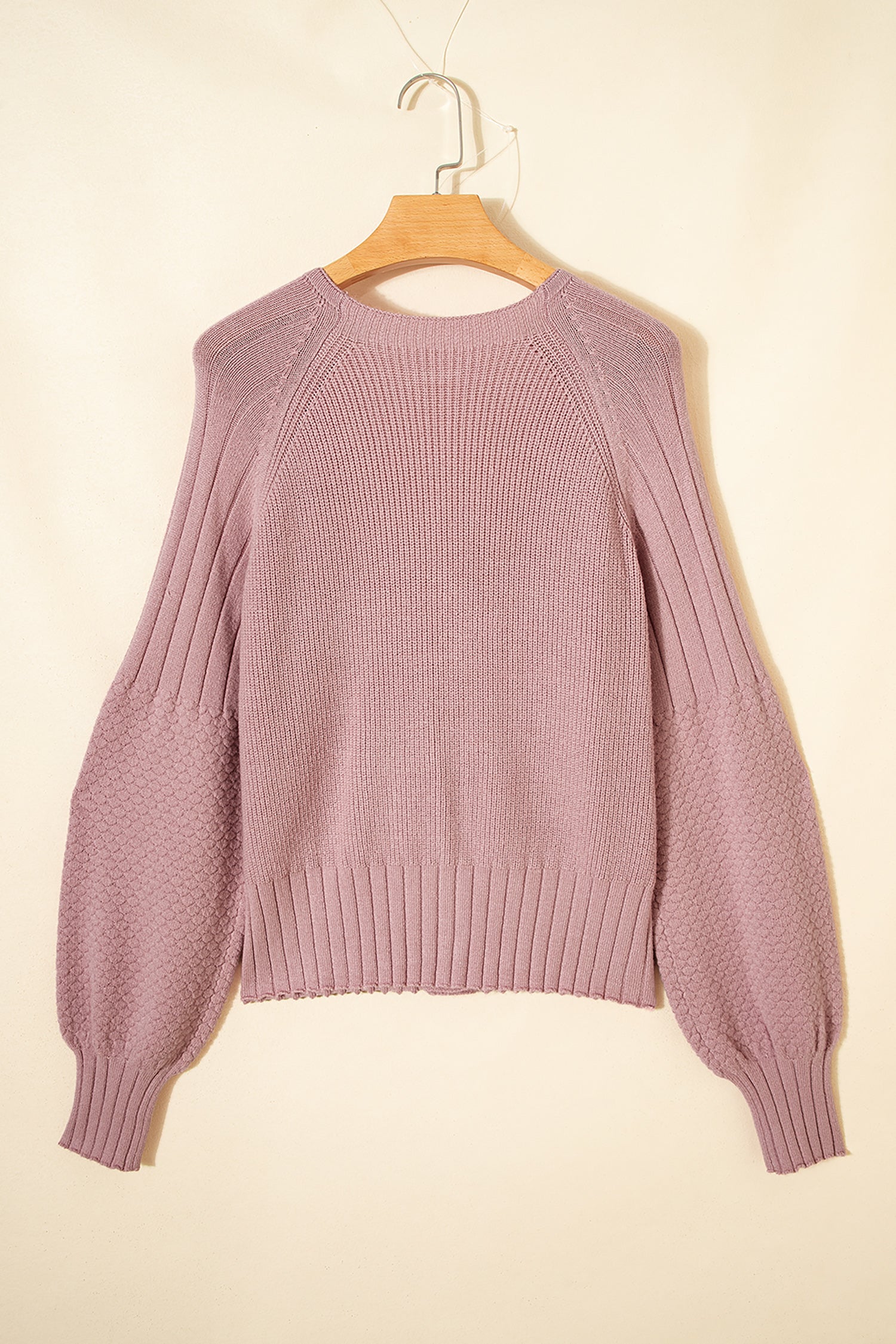 Light Pink Mixed Texture Knit Button V Neck Sweater Cardigan 🇺🇸