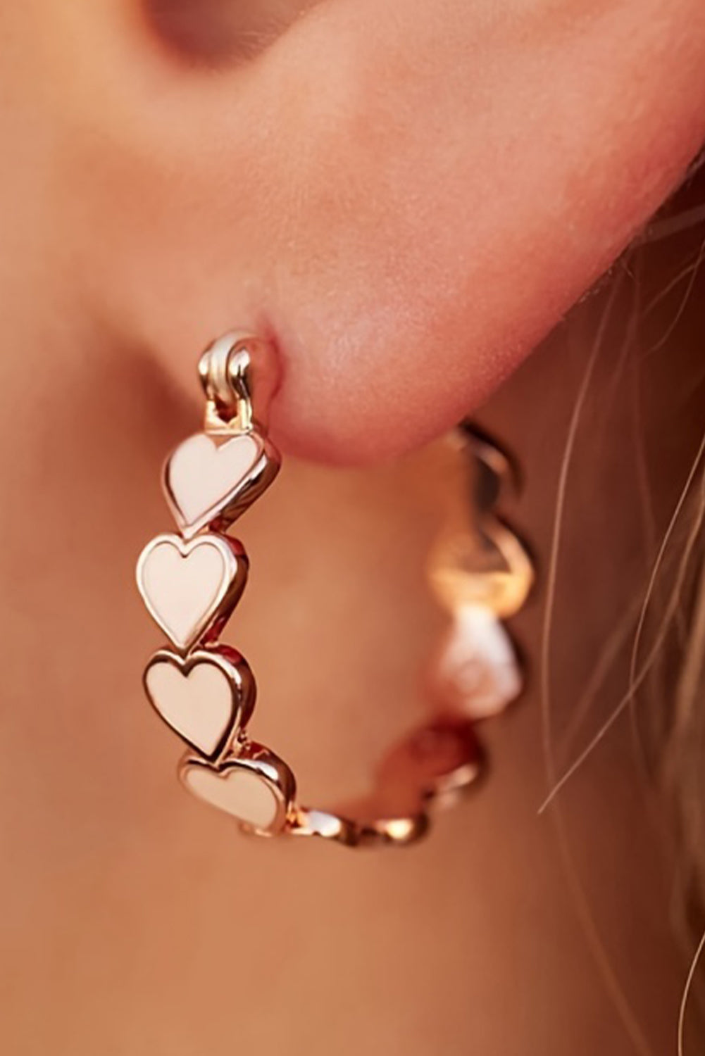 White Heart Shape Plated Alloy Small Hook Earrings 🇨🇳