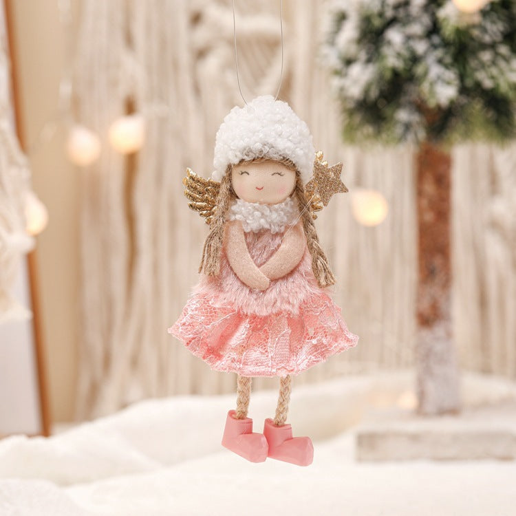 Christmas Lace Angel Doll Christmas Tree Small Pendant Lift Snowflake Girl Christmas Show Window Decorations Accessories 🇨🇳